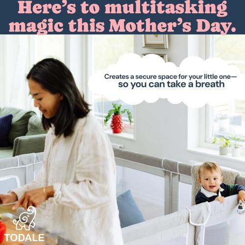 Todale 50”×50” Baby Playpen - Safe Infant & Toddler Gate for Crib - Portable Floor Yard with Anti-Slip Base and Breathable Mesh in Gray - Playpen for Babies and Toddlers, Gray