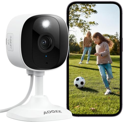 2K Cameras for Home Security-Outdoor/Indoor Camera for Dog/Cat/Pet/Nanny/Baby, Color Night Vision, White Light, Siren, 24/7 SD Recordings, Works with Alexa/Google Home, C1 (C1-White-1pack-2.4G)