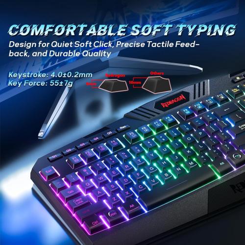 Redragon S101-3 PRO Gaming Keyboard and Mouse, RGB Backlit Programmable Keyboard Mouse with Software, Independent Macro Record Keys, Value Combo Set, New Update Version