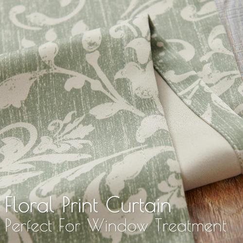 jinchan 80% Blackout Curtains for Living Room, Farmhouse Drapes with Scroll Floral Patterned for Bedroom, Grommet Top Thermal Insulated Curtains, Vintage Country Drapes 2 Panels Green