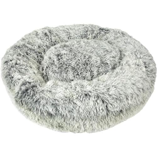 Dog and Cat Bed Super Plush Cuddler Round Soft Comfortably Stuffed Choose Size and Color (Medium/Large - Cream)