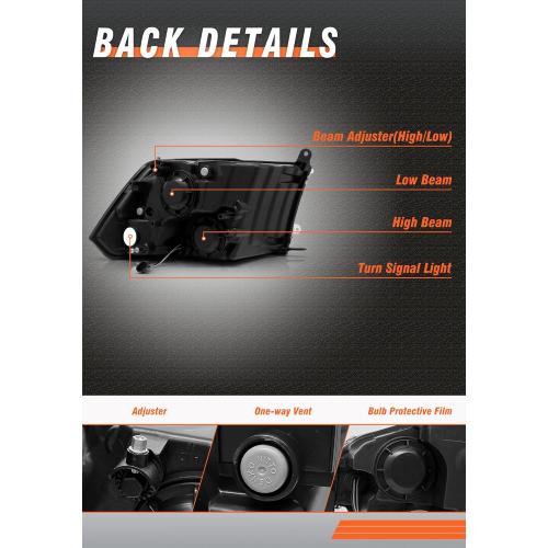 Fit 2010-2018 Dodge Ram 2500/3500 Headlamp Amber(Quad And Dual Style) for 09-18 Ram 1500 Black Housing Headlight Assembly with Reflector Replacement Left Right(Not included Bulbs)
