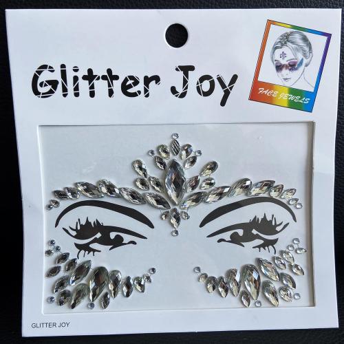 Festival Face Jewels Tattoo - Face Gems Stickers, Temporary Body Gem Sticker Tattoos for Festival, 6-Pack, Clear