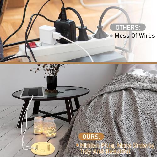 1pcs Recessed Floor Outlet 4.8a USB Charger, USB A, Brushed Gold