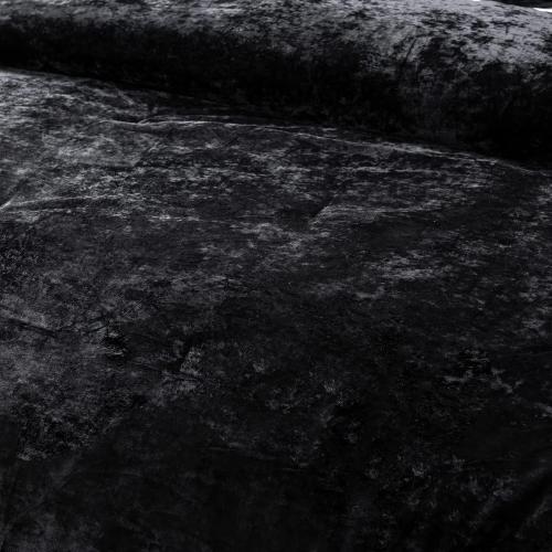 Fredsure Distressed Velvet Comforter Set, 5 Pieces Black Queen, Distressed Velvet Face and Brushed Microfiber Reverse