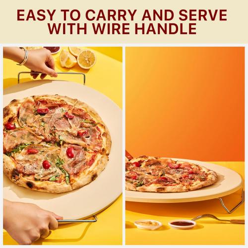 Extra Large Pizza Stone For Oven Approximately 18 Inch (17.8 Inch) - Durable Ceramic Pizza Stone, Heat Resistant up to 1,472°F, Perfect for Homemade Pizza, Bread and More