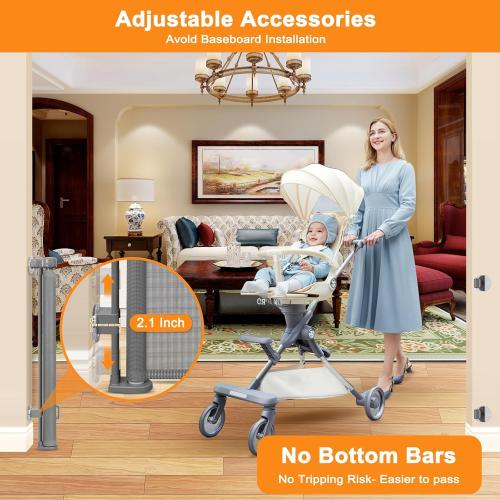 Upgrade 80” No Drill Retractable Baby Gates for Doorways No Drilling Mesh Gate with Support Rod - Prevent Bottom Escape Large Baby Gate No Drill Retractable Gate Outdoor Retractable Pet Gates for Dogs