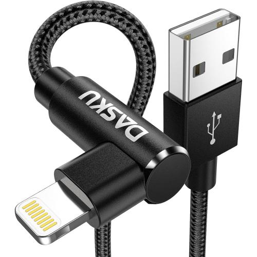 2Pack 90 Degree iPhone Charging Cord 6Ft Right Angle Nylon Braided Mfi Certified Gaming Charger Cable Compatible with iPhone 14 13 12 11 Pro Max XS XR X 8 7 6 5 Plus iPad（Black）