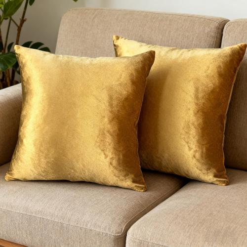2 Pack 18x18 Pillow Cover Velvet Pillow Covers, Square Throw Pillow Covers for Living Room Decorations Throw Pillow Case, Throw Pillow Cover Cushion Cover for Home Sofa Bedroom Car, Golden