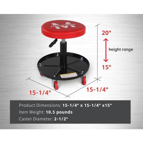 MaxWorks 80771 Pneumatic Roller Seat/Creeper with Adjustable Height - 300 lb Capacity