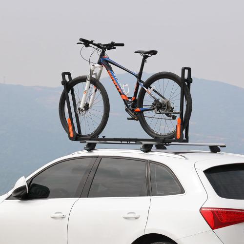 TOOENJOY Rooftop Bike Rack for Car SUV, Upright Roof Mount Bicycle Rack with 2 Arms for Movable Crossbar, 1 Bike Carrier