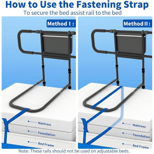 Bed Rails for Elderly Adults Safety with Motion Sensor Light, Heavy Duty Bed Rails for Seniors to Prevent Falling Out of Bed - Bed Side Rails, Height Adjustable Fits King/Queen/Twin, 400lbs Capacity