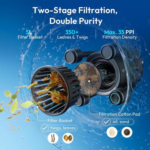 (2026 Upgrade) BUBLUE BuVortex V5 Pool Skimmer Robot,Pool Surface Skimmer Robot with App Control,5L Filter,Dual Cleaning Modes,AI Navigation,Ideal for In-Ground & Above-Ground Pools,Dark Gray‼️has couple of scratches on the product ‼️USED‼️