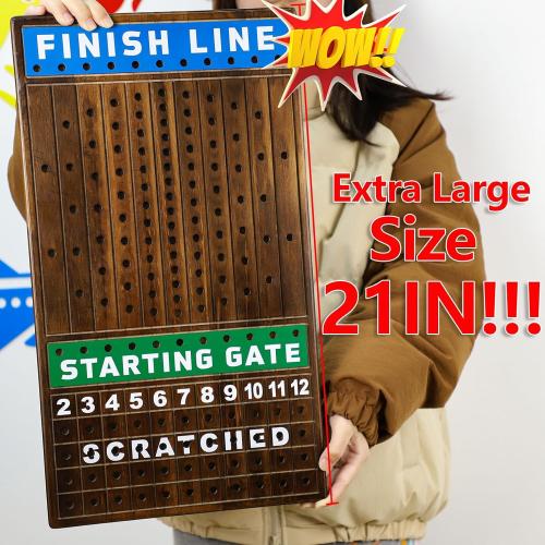 Size Large 21 inch Finish LINE Horse Racing Board Game is Equipped with 11 Luxury Metalcraft Horses Adult Chessboard Including 2 Dice and 2 Boxes of Cards (Flaming Color)