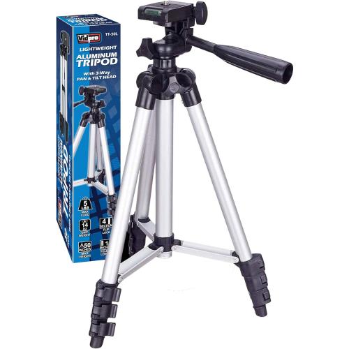 Size 50inch Vidpro TT-50L 50 Inch Lightweight Aluminum Tripod with 3 Way Pan & Tilt Head