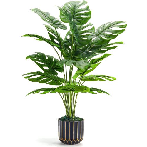 Der Rose 28'' Fake Plants Tall Artificial Monstera Faux Plants Indoor for Living Room Home House Decor