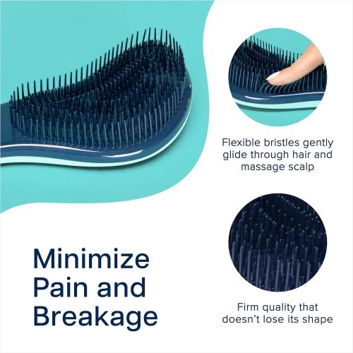 Crave Naturals Glide Thru Detangling Hairbrush that Glides Through Tangles For Wet, Dry and Damaged Hair - Gentle Detangler Styling Tool for Adults, Kids, Men and Women - 7.5 x 3 in, Turquoise