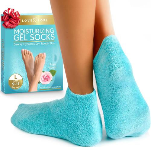 Moisturizing Socks (Size 9-11) – Self Care Gifts for Mom - Infused with Vitamin E & JoJoba Oil - Gel Silicone Aloe Foot Care Socks - Mothers Day Spa Gifts for Women