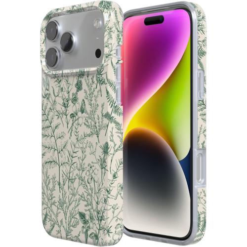 Casely iPhone 17 Pro Case | Sage Garden | Green Floral | Compatible with MagSafe | Classic Ultra Slim Design