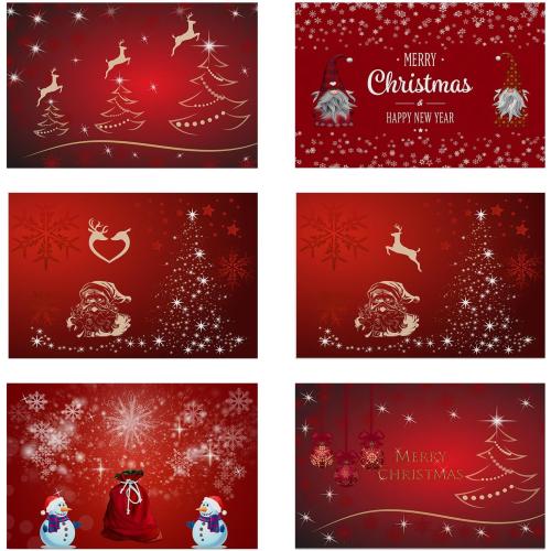 Christmas Placemats Set of 6, Heat Resistant Non-Slip Red Place Mats for Kitchen Dining Table, Washable Durable Cloth Table Mats Holiday Decor, 18x12 Inch
