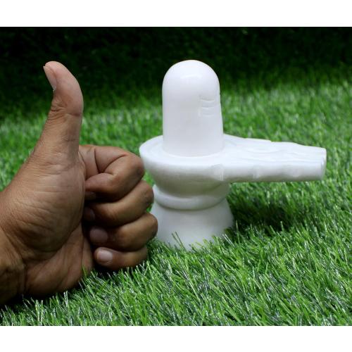 StonKraft Marble Shiva Lingam Shiv Ling Idol Murti Statue Adiyogi (White Lingam)