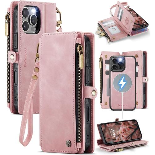 Defencase for iPhone 16 Pro Max Case Wallet Compatible with Magsafe, Pink