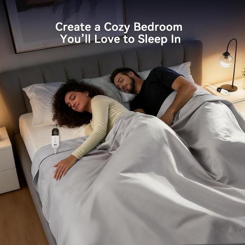 King Size Heated Mattress Pad – Luxury Dual Control Electric Bed Warmer, Machine Washable, Auto Shut-Off, Adjustable Heat Settings for Master Bedroom Comfort