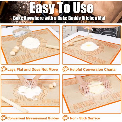 Silicone Pastry Mat 36'' By 24'' Extra Large Baking Mat with Measurements for Dough Rolling, Kneading Board, Kitchen Counter Mats for Dough, Pastry, Fondant, Pie Crust, Cookies, Bread, Pasta, Pizza