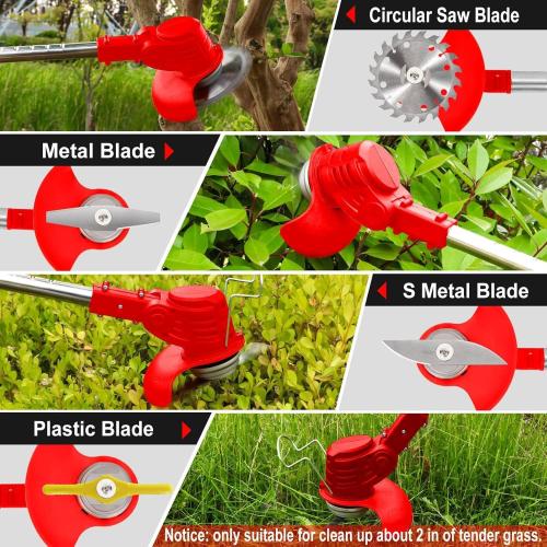 Cordless Weed Wacker, Electric Grass Trimmer 21V 4.0Ah Battery Powered Weed Trimmer, 3 in 1 Stringless Lightweight Brush Cutter/Edger/Mower with 3 Types Blade & Wheels for Garden and Yard Lawn