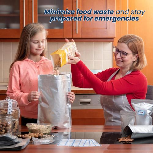 110 Pack Mylar Bags with Oxygen Absorbers - 10Mil Thick Mylar Bags For Food Storage and 400cc Oxygen Absorber, Variety Large Gallon, Quart, 1/2 Pint, Heat & Vacuum Zip Seal Food Bag