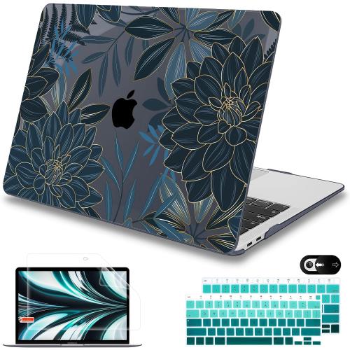 Mektron Case for MacBook Air 13 inch M1 A2337 A2179 A1932,Hard Cover 2018-2021 Air 13-inch with Touch ID, Exclusively Designed Protective Shell with Keyboard Skin Screen Protector,Dahlia Flower C035