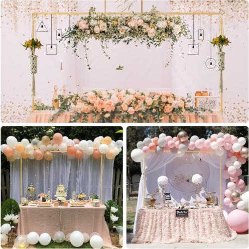 Over The Table Rod Stand with Clamps Adjustable 31-110'' Length 31-64 Height Gold Table Balloon Arch Stand with Storage Bag, For Halloween Christmas Party Wedding Anniversary Decoration