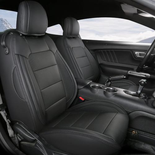 GIANT PANDA Customized Full Set Car Seat Covers Fit Ford Mustang Coupe Hardtop 2015 2016 2017 2018 2019 2020 2021 2022 2023 2024 2025 2026- (Black)