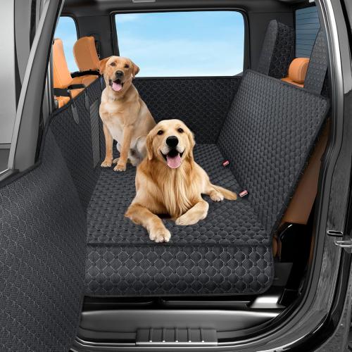 Color Black Truck Back Seat Extender for Dogs, Upgraded Waterproof Pet Seat Cover with Door Protection, Hard Bottom, Holds 420lbs, Dog Hammock for F150/Silverado 1500/ GMC Sierra 1500/RAM 1500/Titan