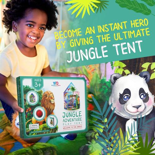 W&O Jungle Adventure Play Tent with Lifelike Animal Sounds - Captivating Pop Up Tent for Boys & Girls - Perfect for Indoor & Outdoor Adventures