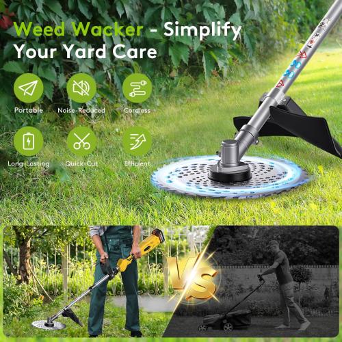 10“ Electric Weed Wacker, 3 in1 Cordless Weed Wacker, Cordless String Trimmer with Fast Charger,Electric Weed Trimmer for Lawn & Garden & Yard (2 Batteries Include)