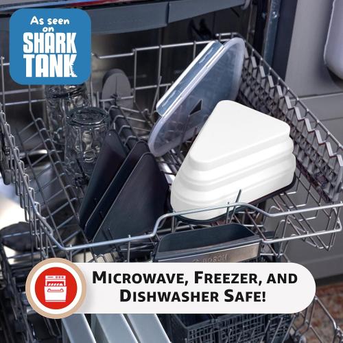 The Perfect Pizza Pack™ - Reusable Pizza Storage Container with 5 Microwavable Serving Trays - BPA-Free Adjustable Pizza Slice Container to Organize & Save Space, White