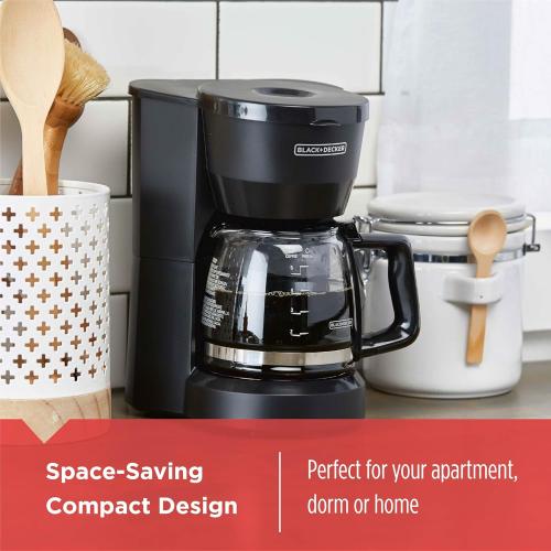 BLACK DECKER 5-Cup Coffeemaker, Black, DCM600B