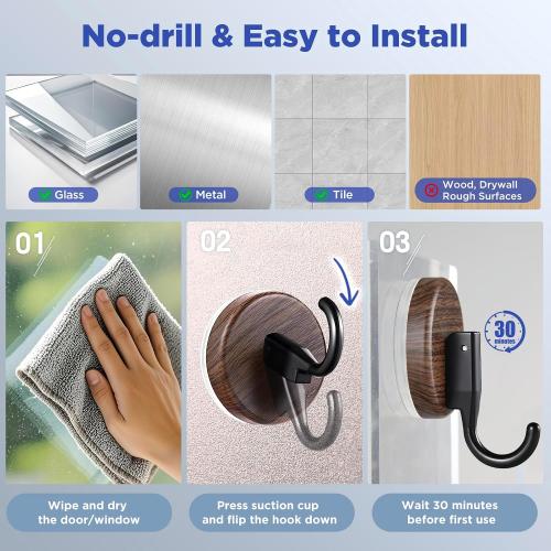 OUTXE Wreath Hanger for Front Door, Upgraded Suction Cup Reef Hook