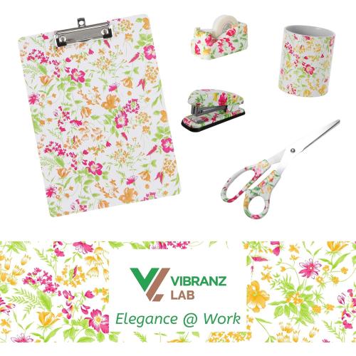 VIBRANZ-LAB Cute Tape Dispenser Desk Cute Home Office Desk Supplies Fun Desk Accessories Floral Tape Dispenser Cute Office Supplies for Women Desk Weighted Non-Skid Non-Slip Base Tape Dispensers