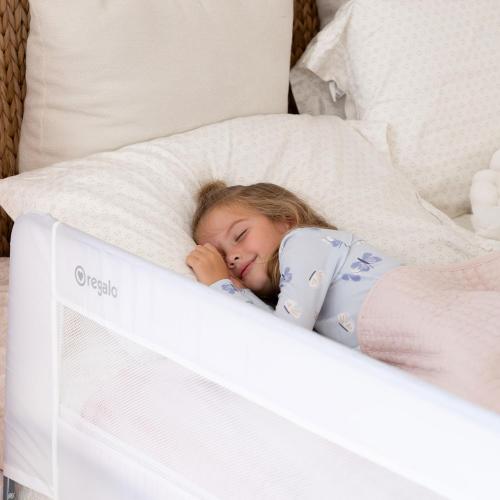 Regalo Swing Down Toddler Bed Rail Guard, NO Tools Required, Bed Rail for Toddlers with Patented Gap Guard, Toddler Bed Rail, Fits Twin, Full & Queen Beds, Bed Safety Rail for Kids Bed, 43” Long