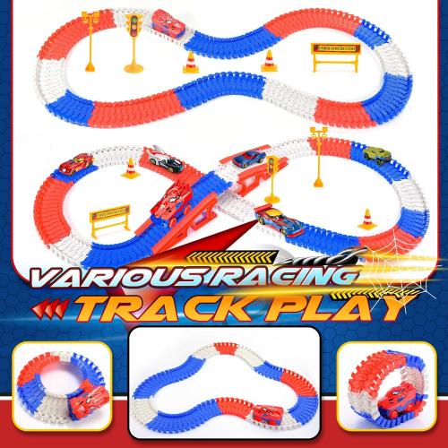Spider Toys for Boys 3-4: 251 PCS Spider Race Track with 5 Alloy Cars Toys for 3 4 5 6 Year Old Boys Car Tracks for Kids Toddler Boy Age 3-5 4-6 6-8 Christmas Birthday Gifts