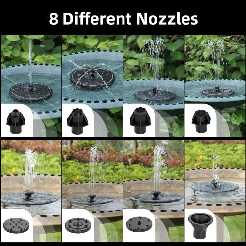 Solar Powered Fountain 4W Bird Bath Fountains Pump Upgraded Glass Panel Fountains with Color LED Lights 7 Nozzles & 4 Fixers for Garden Small Pond Outdoor Swimming Pool Fish Tank