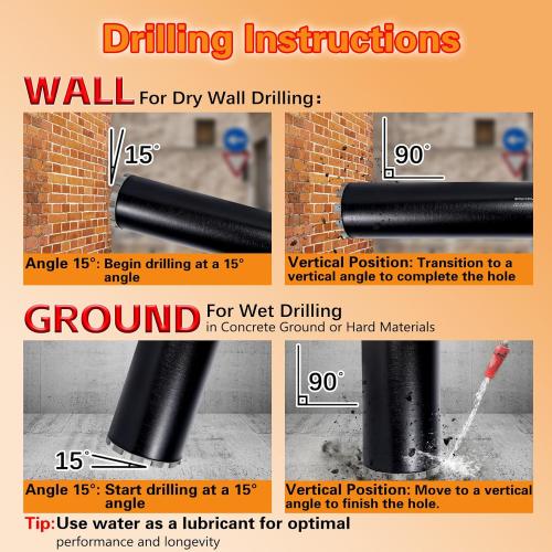 4 Diamond Core Drill Bit with 17-3/4 Total Length, 1-1/4-7 Thread, Laser-Welded Segments for High-Performance Drilling Cured Concrete, Brick, Stone, Masonry Walls and Floors