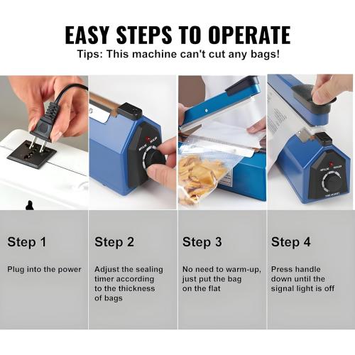 Impulse Sealer 12 inch Manual Heat Sealer Machine with Adjustable Heating Mode, ABS Shrink Wrap Bag Sealers for Plastic PE PP Bags, Portable Poly Bag Sealing Machine with Extra Replace Kit(Blue)