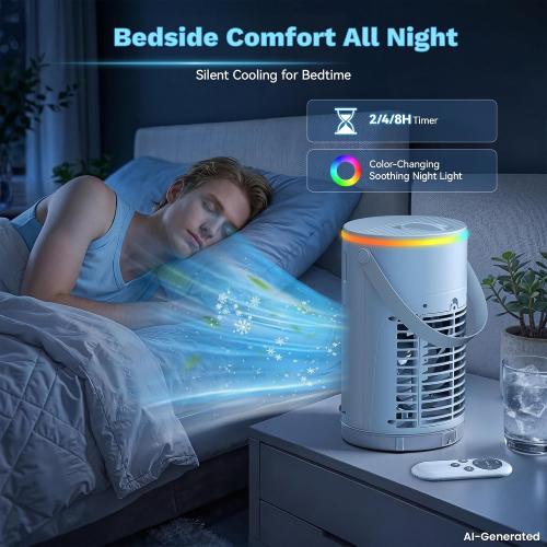 Portable Air Conditioners, Personal Evaporative Air Cooler 1200ML with Ice Cooling Mist Fans That Blow Cold Air Like AC Mini AC Unit for Bedroom, Home Office Desk and Car RV (White)
