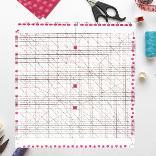 12.5 * 12.5 Quilting Ruler,Square Sewing Ruler, Durable 4mm Thick Slotted Rulers,Clear Mark Acrylic Ruler for Quilting, Sewing, Crafts Template for Precise Cutting