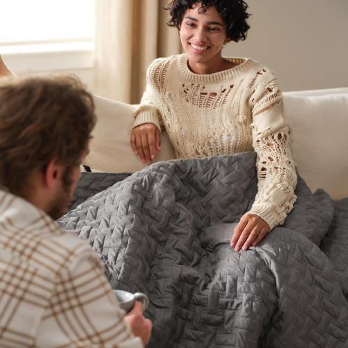 Bedsure Quilts Queen Size - Grey Bedspreads Queen Size with Basket Weave Pattern, Soft Quilt Bedding, Lightweight Comforter Coverlet for All Seasons (90 x 96)
