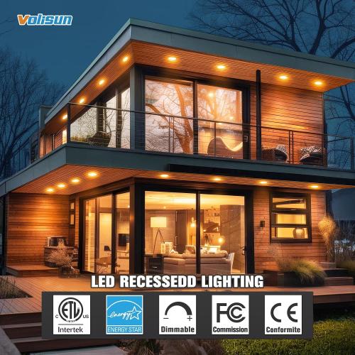 VOLISUN 6 Pack 6 Inch Black Recessed Light with Night Light, 1080LM