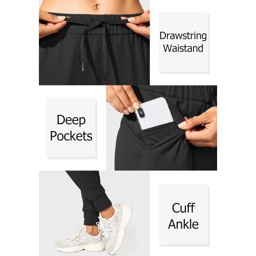 Size L SANTINY Women's Joggers Pants Pockets Drawstring Running Sweatpants for Women Lounge Workout Jogging